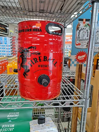 Large Fireball whisky keg and Moonshine signage